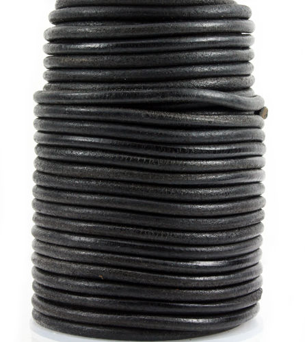 Rundlederband - antik schwarz - Ø 4 mm