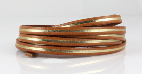 Lederband - natur/gold - 5 x 1,5 mm