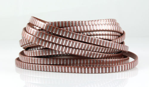 Lederband - braun metallic/silber - 5 x 1,5 mm