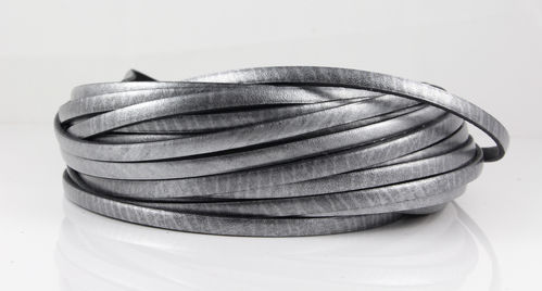 Lederband - stahl metallic - 5 x 2 mm