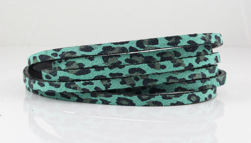 Lederband - leopard mint- 5 x 2,5 mm
