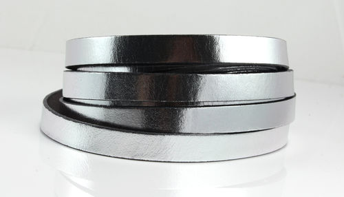 Lederband - silber metallic - 10 x 2 mm