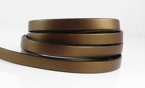Lederband -antik goldbraun metallic - 10 x 2 mm