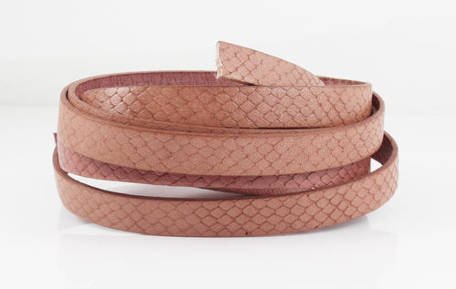 Lederband - rosa, Snake - 10 x 2 mm