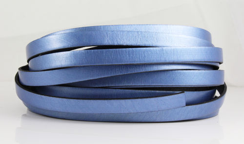 Lederband - blau metallic - 10 x 2 mm