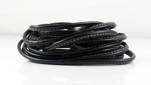 Nappalederband - schwarz - 4 x 3 mm