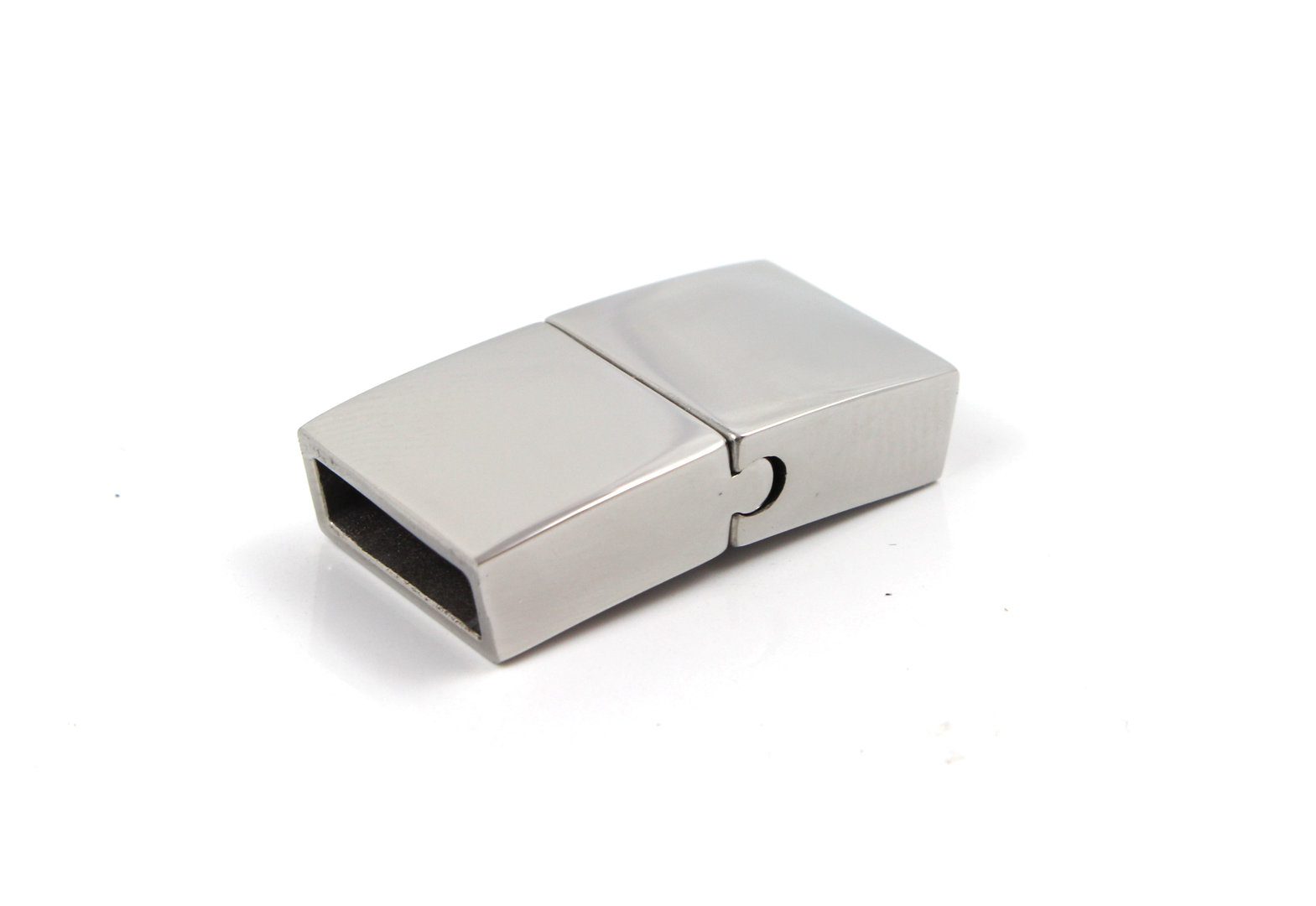 1 Silber Edelstahl Hebeldruckverschluss Magnetverschluss für 3mm Lederband