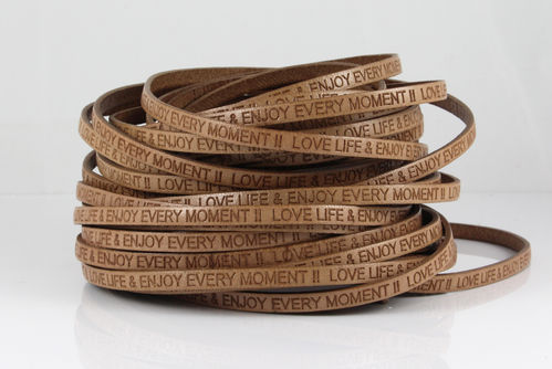 Lederband - slogan love - natur - 5 x 1,5 mm
