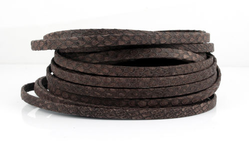 Nappalederband - braun snake - 5 x 1,5 mm