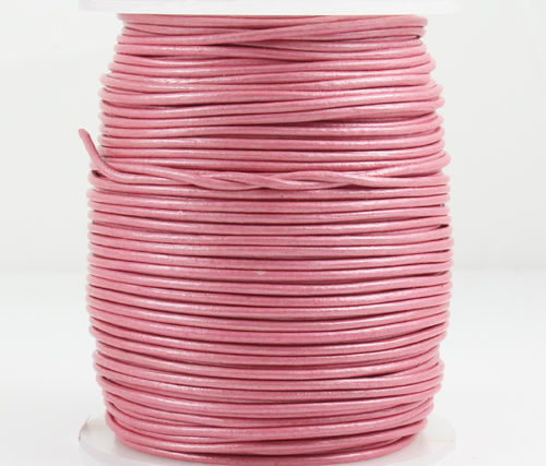 Rundlederband - metallic pink - Ø 1 mm