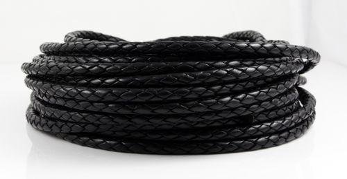 Rundlederband - geflochten-schwarz - Ø 5 mm