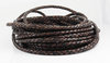 Rundlederband - geflochten-antik dunkelbraun - Ø 5 mm