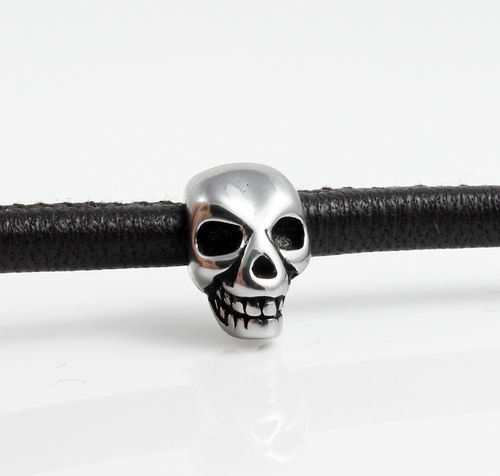 Edelstahl Schiebeperle "Skull"-poliert -Ø 4 mm
