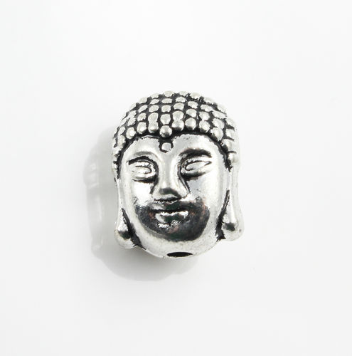 Metallperle "Buddha"-antik silber- Ø 1 mm