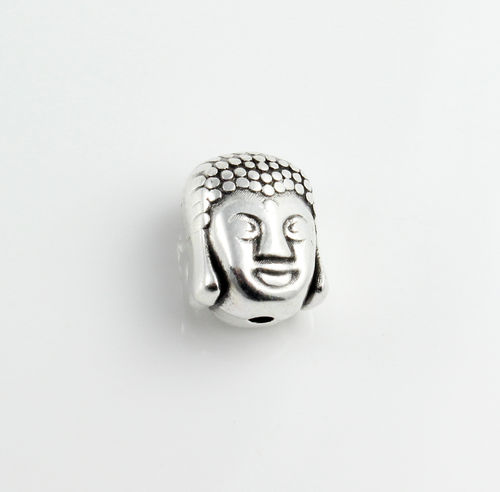 Zamak Perle "Buddha"-versilbert- Ø 1 mm-11 x 8,5 mm