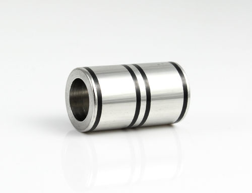 Edelstahl Magnetverschluss-poliert-schwarze Rillen-Ø 7 mm