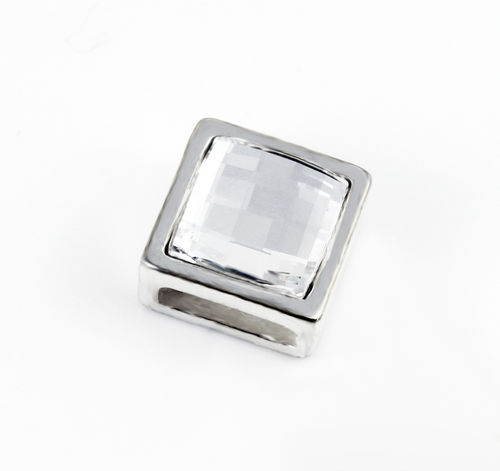 Zamak Schieber - versilbert - Kristall weiß - Ø 10 x 2,5 mm