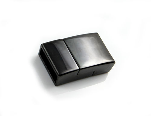 Edelstahl Magnetverschluss-schwarz-poliert-Ø 12 x 4 mm