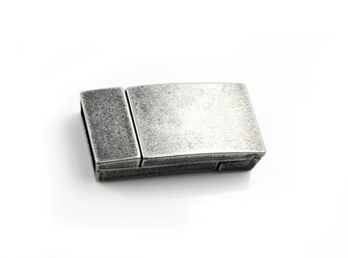 Edelstahl Magnetverschluss-poliert - antik silber- Ø 10 x 3 mm