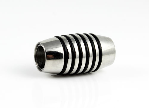 Edelstahl Magnetverschluss-poliert-schwarze Rillen-Ø 5 mm
