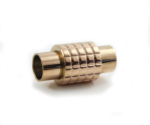 Edelstahl Magnetverschluss-rosegolden-Rillen- Ø 6 mm