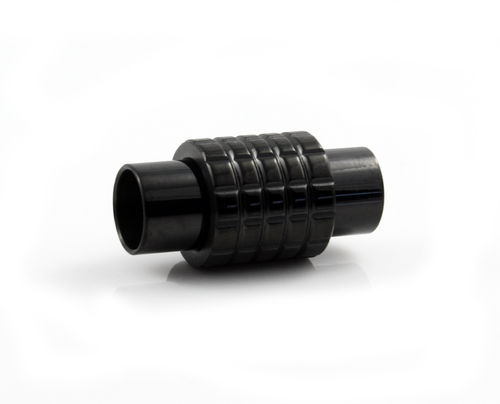 Edelstahl Magnetverschluss - Rillen - schwarz - Ø 6 mm
