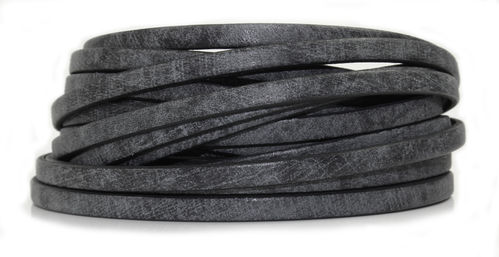 Lederband - schwarz vintage - 5 x 2 mm