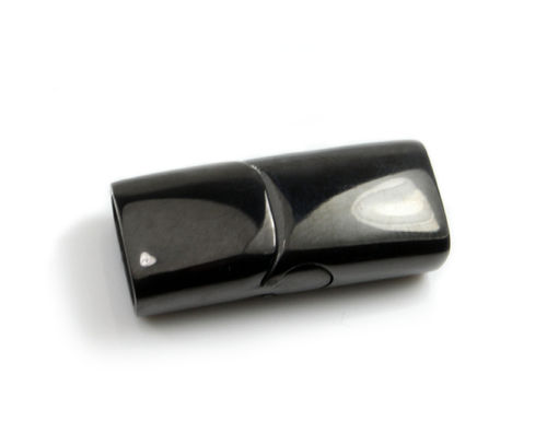 Edelstahl Magnetverschluss-poliert-schwarz-Ø 8 x 4 mm